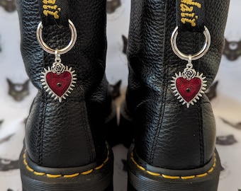 Gold and silver sacred heart boot charms