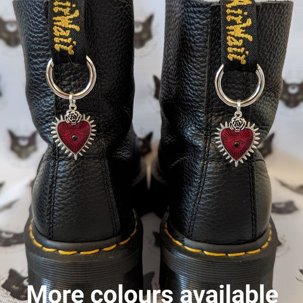 Gold and silver sacred heart boot charms