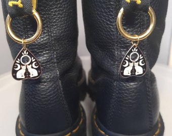 Black and white planchette gold boot charms