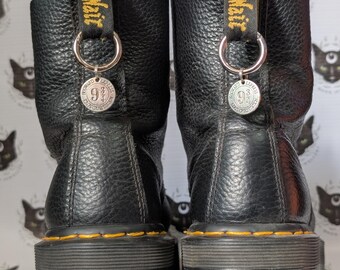 Wizard school silver disk boot charms