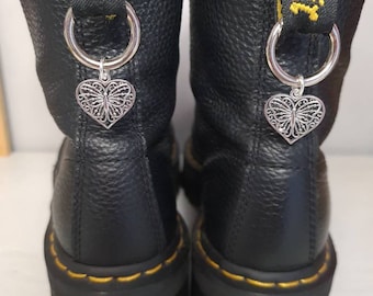 Silver butterfly heart boot charms