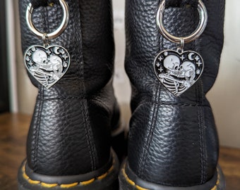 Skeleton lovers silver boot charms