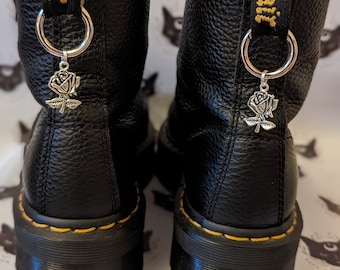 Silver rose boot charms