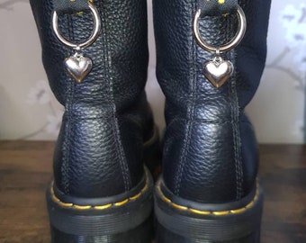 Silver heart boot charms