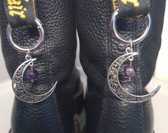 Handmade crystal moon boot charms