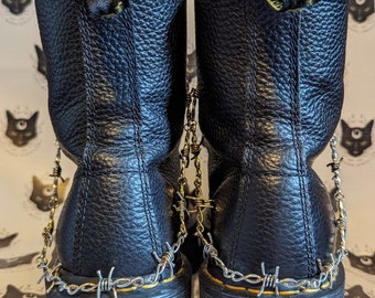 Handmade barbed wire boot chains