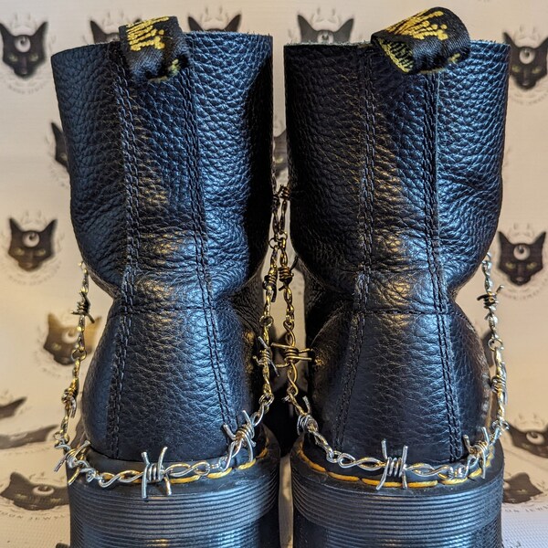 Handmade barbed wire boot chains