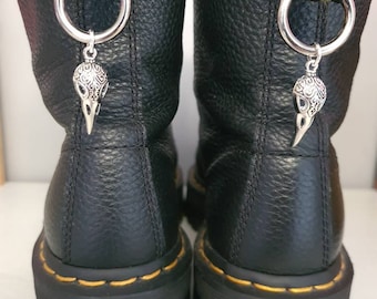 Silver bird skull boot charms