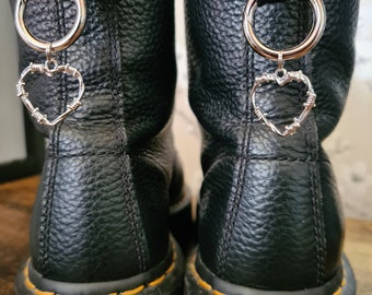 Handmade silver barbed wire heart boot charms