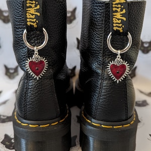 Gold and silver sacred heart boot charms Red and silver