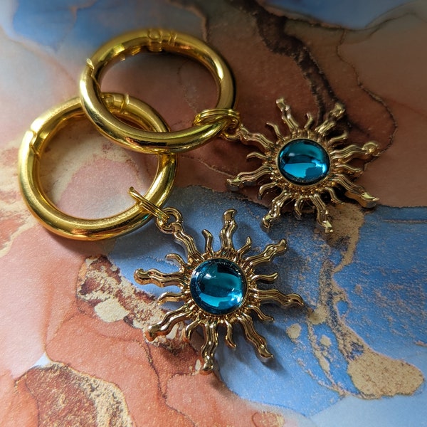 Gold green and blue sun boot charms