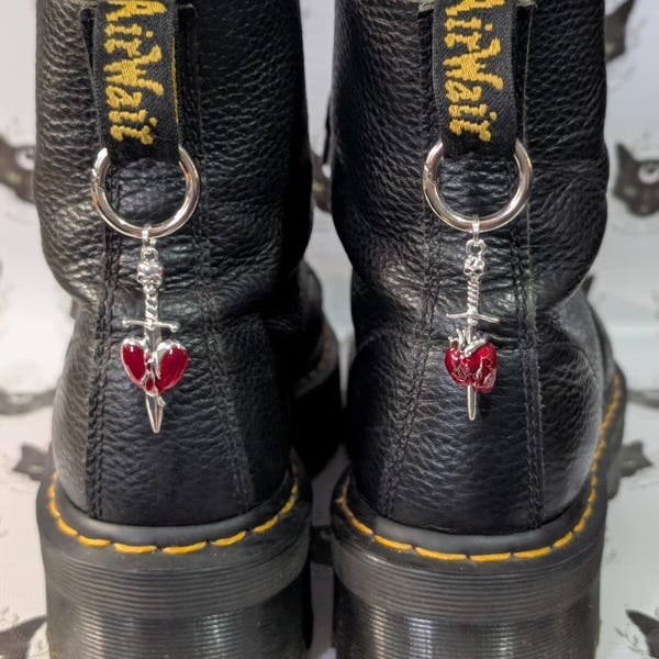 Mix 'n' matched dagger heart boot charms