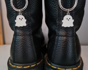 Silver and white ghost boot charms