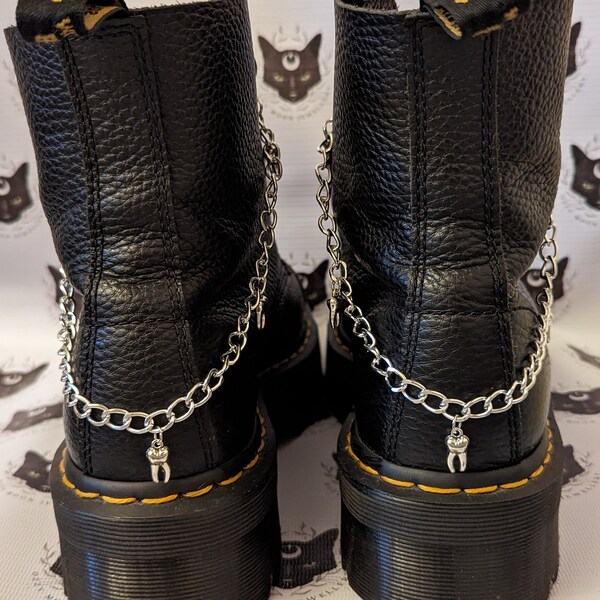 Handmade silver teeth boot chains