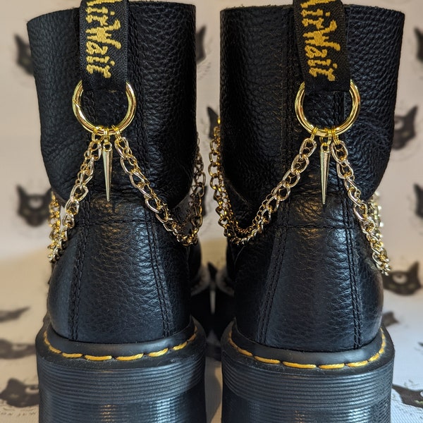 Handmade gold spike double chain boot chains