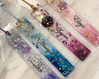 Resin Personalised Name Bookmarks | Unique/pretty bookmark | Handmade | Anniversary/ Birthday Gifts | Customise with Coloured/ Flowers