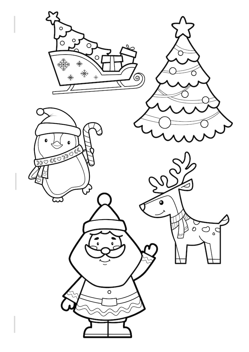 Kids Printable Christmas Colouring Book / Pages A4 - Etsy