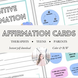 Cartões de afirmação para adolescentes; cartões de afirmação positiva; recursos de terapia; recursos de terapia para adolescentes