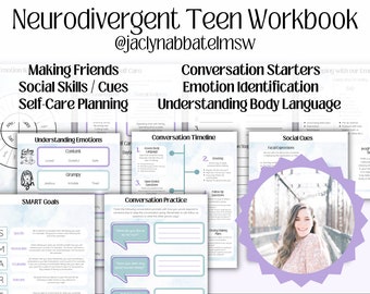 Neurodivergent Teen Coping Workbook, Social Skills, Coping Skills, Self-Care, Teen Life Skills