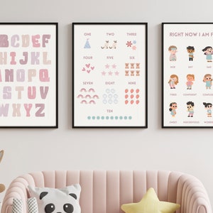 Pósters para salas de juegos infantiles; Decoración de habitaciones infantiles; Pósters de aprendizaje infantil; Decoración de consultorios de terapia