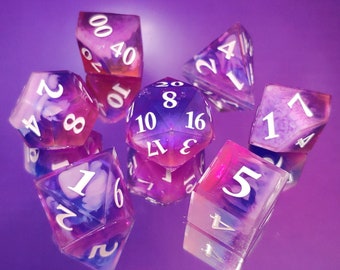 Stardust dice set - resin dice set DnD Dice Sharp edge dice dungeons and dragons resin dice set RPG dnd dice handmade d20 dice d & d bard