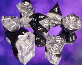 Gemstone crystal dice - resin dice set DnD Dice Sharp edge dice dungeons and dragons resin dice set RPG dnd dice handmade d20 dice d & d