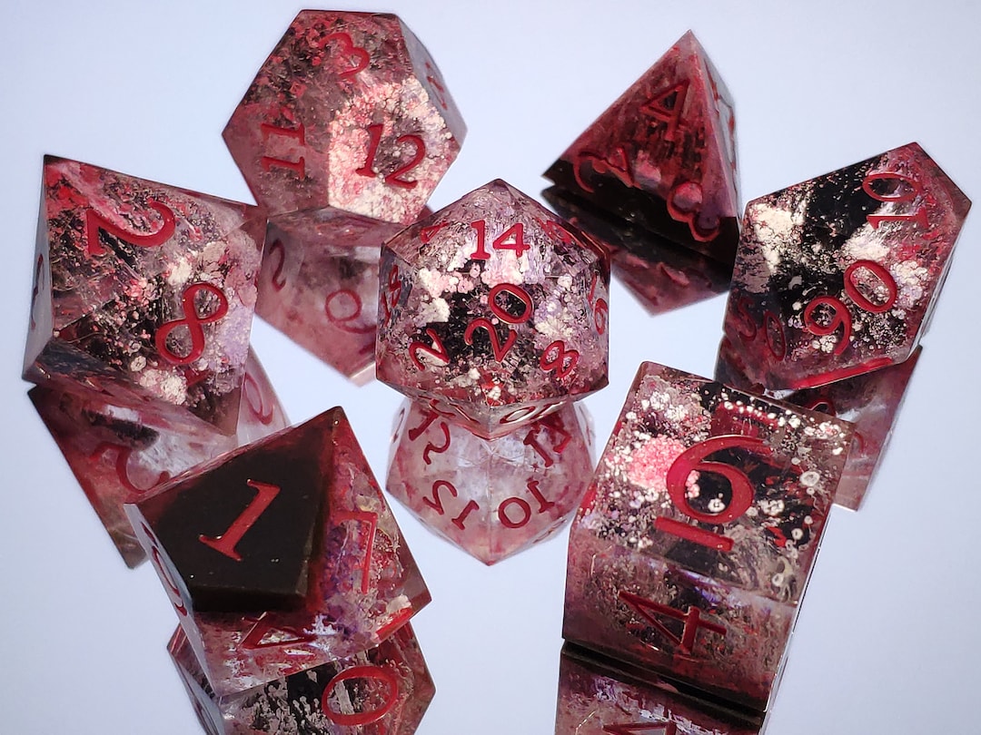 Petri Dish Dice Set Red Resin Dice Set Dnd Dice Sharp Edge Dice