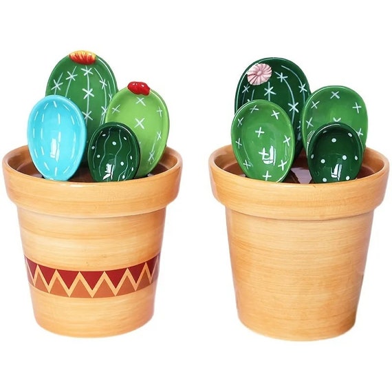 Cactus Measuring Spoons and Cups Set - Cute, Stylish and Functional Kitchen  Utensils with Unique Packaging Design for Gifting