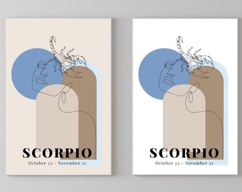 Impresión Escorpio, Impresión Escorpio, Signos del Zodíaco, Signos del Zodíaco, Arte de pared, Arte, Horóscopo Escorpio, Decoración de pared, Imprimir Descarga Digital, A4