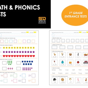 Kindergarten Exit, 1st Grade Entrance Math & Phonics Tests: Follows Abeka Curriculum