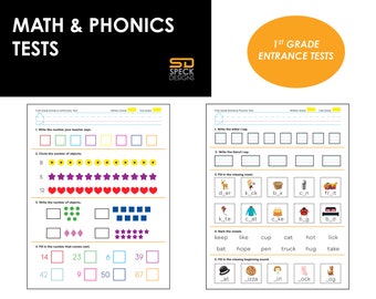 Kindergarten Exit, 1st Grade Entrance Math & Phonics Tests: Follows Abeka Curriculum