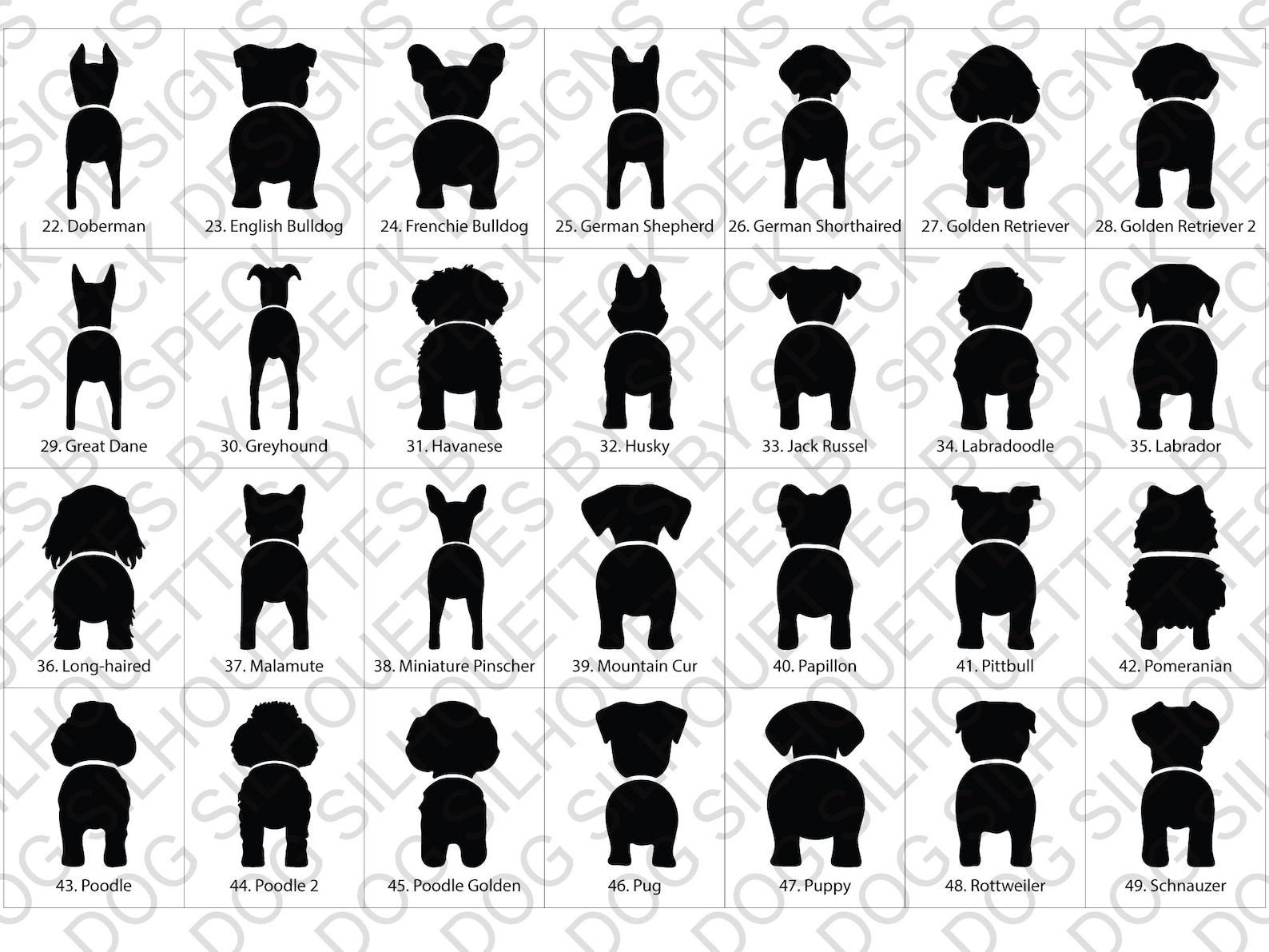 Dog Breed Butt Silhouette Bundle, SVG PNG Files (digital Download) - Etsy