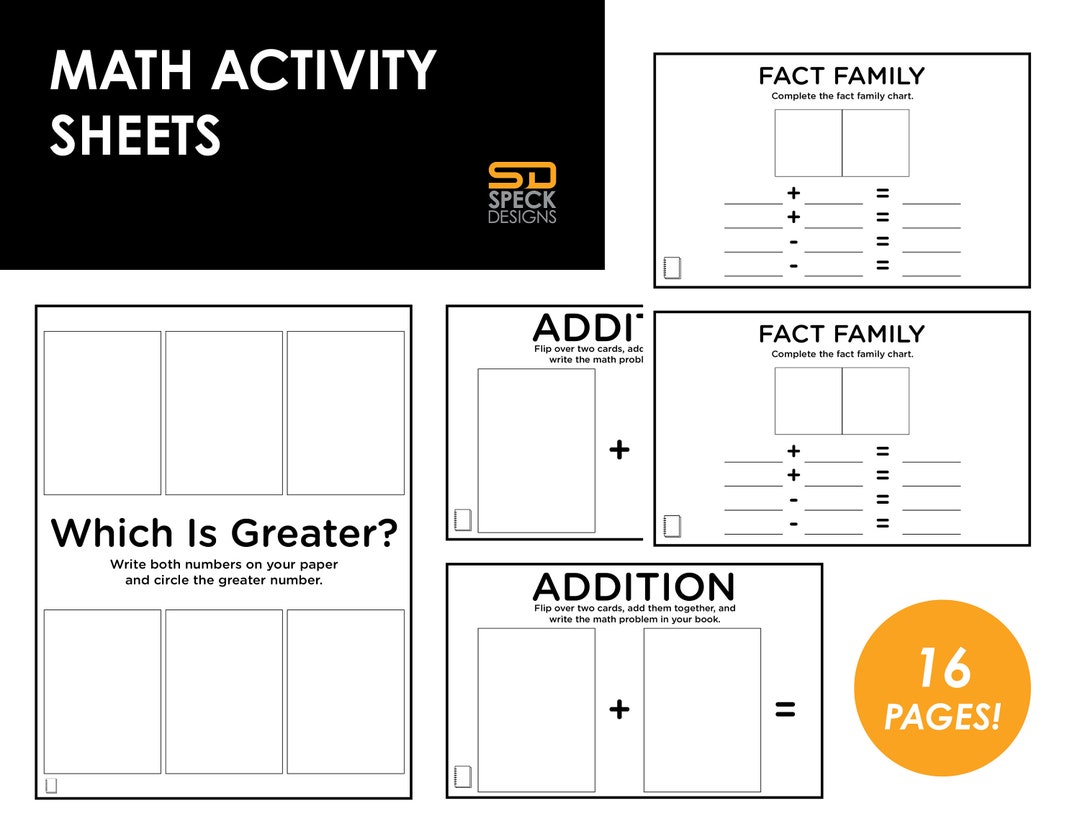 Math Activity Sheets - Etsy