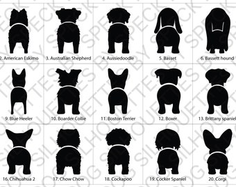 Dog Butt Silhouette, Dog Butt Leash Holder Silhouette, SVG and PNG files for Cutters