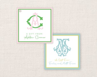 Gift Tags | Gift Enclosure Cards | Custom | Monogram | Multiple Colors | Custom Stationery | Monogram Stationery | Monogram Gift Tag