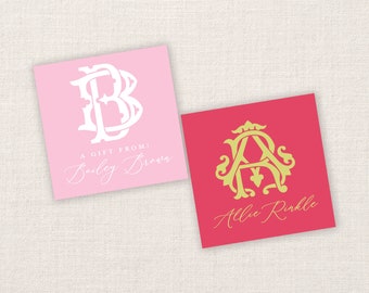 Gift Tags | Gift Enclosure Cards | Custom | Monogram | Multiple Colors | Custom Stationery | Monogram Stationery | Monogram Gift Tag