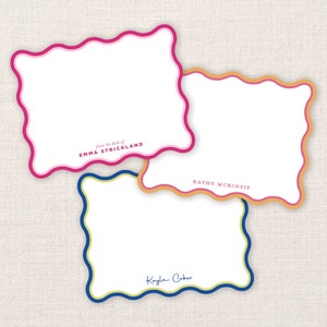 Wavy Edge Custom Notecards with Envelopes | Custom Stationery | Preppy | Monogram | Colorful | Personalized