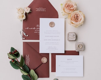 Custom Wedding Invitation with RSVP Card | Printed Envelopes | White Ink Option | Personalized | Return Address and Guest Address Printing