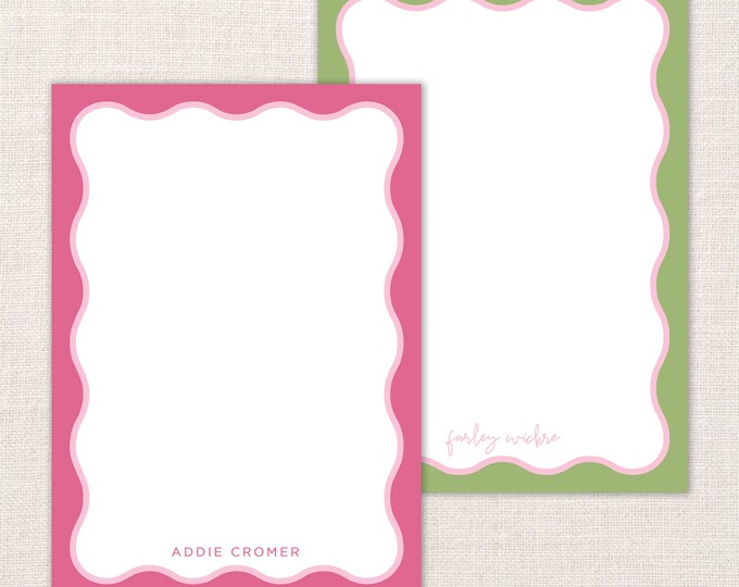 Custom Wavy Border Name Notepad | Gift | 50 100 Pages | Personalized ...