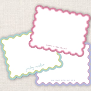 Scalloped Edge Custom Notecards with Envelopes | Double Border | Personalized Gift | Personalized Stationery | Custom Stationery