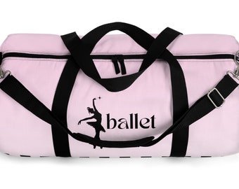 Ballet Ballerina Pink Duffel Bag With Black Checkerboard Bottom, Duffel Bag With Black Accents Mesh