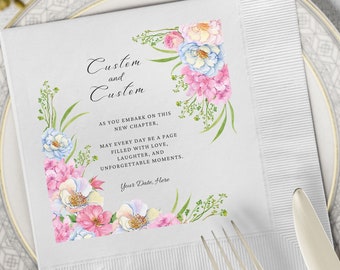 Personalized Wedding Reception White Coined Napkins, A Toast For Bride and Groom Paper Cocktail And Dinner Napkins,