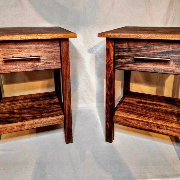 Wood Nightstand Etsy