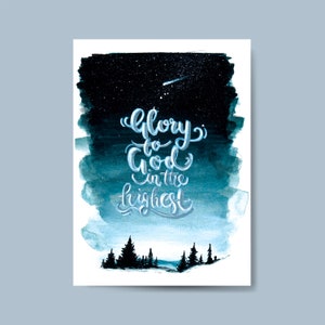 Post Karte | Weihnachten | Christliche Karte | Sofortiger Download | Ermutigung | Glory to God | Christlicher Spruch | Digitale Datei