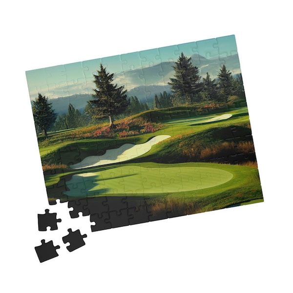 Parcours de golf (puzzle de 1 000 pièces, 500, 252, 110) Puzzle fabriqué aux États-Unis pour la retraite, anniversaire ou cadeau de Noël pour adultes/enfants