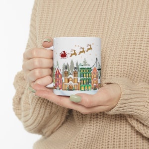 Christmas Mugs | Christmas Village Mug | Christmas Tree Mug | Holiday Mug | Christmas Gift | Hot Chocolate Mug | Christmas Decor |