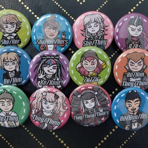 Custom Danganronpa Pronoun Pins