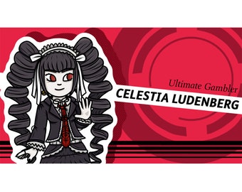 Pegatina de vinilo Celestia Ludenburg Ultimate Gambler Danganronpa