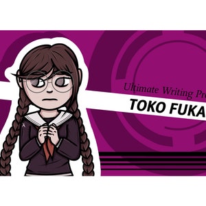Toko Fukawa Ultimate Writing Prodigy Danganronpa Vinyl Sticker