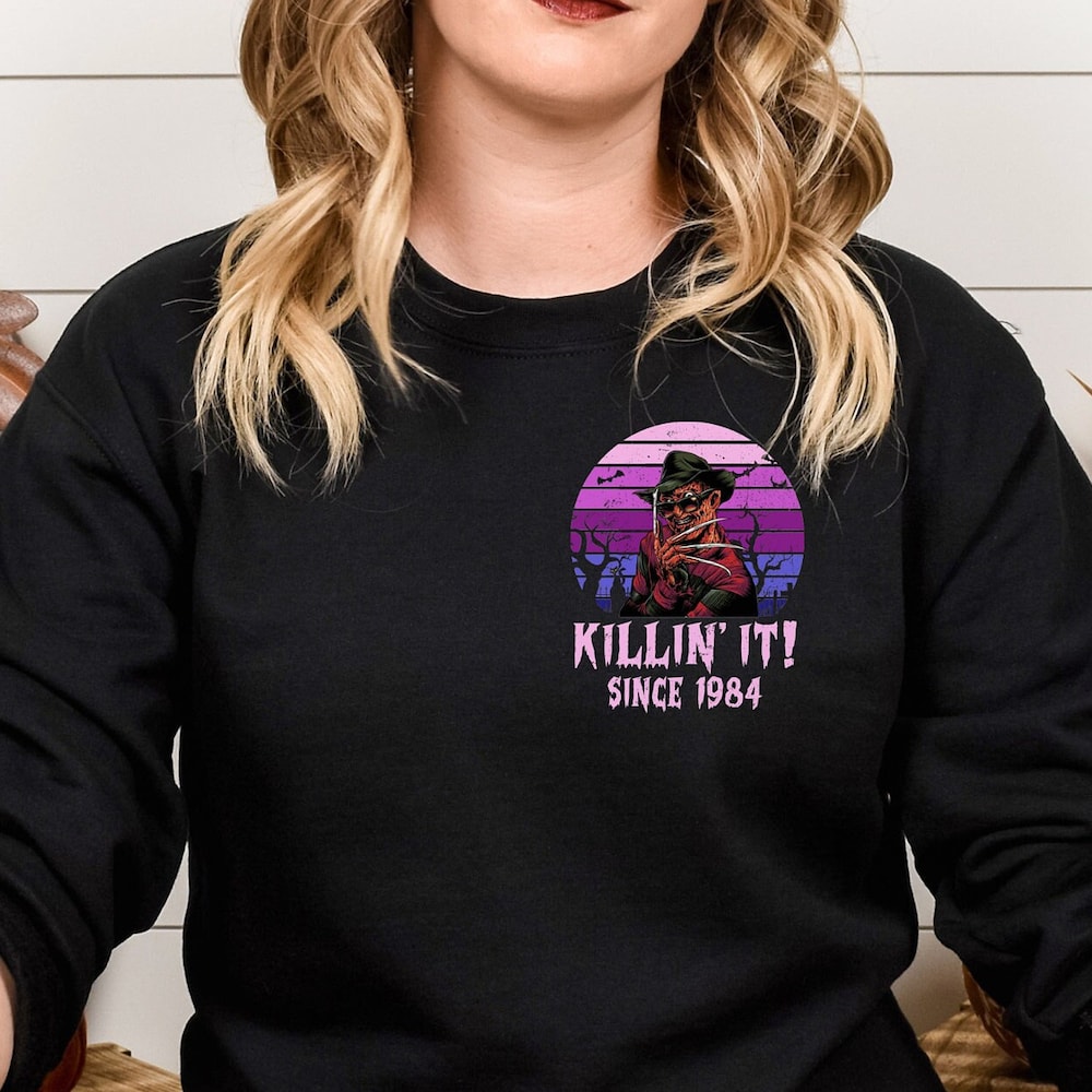 Killing It Since 1984 Freddy Krueger Halloween Sweatshirt, Plus Sizes, Various Colours And Styles Including Hoodies, Sweatshirts, T-Shirts Donuink Store